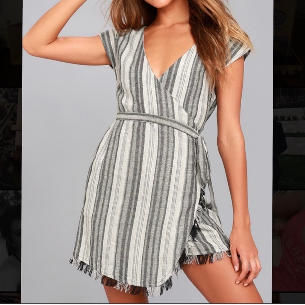Lulus Grey Wrap Dress
